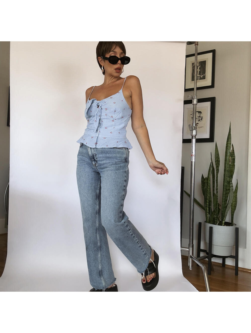 Gingham Cotton Top